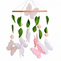 VLOKUP butterfly baby mobile with pink and white felt butterflies and beech wood hoop