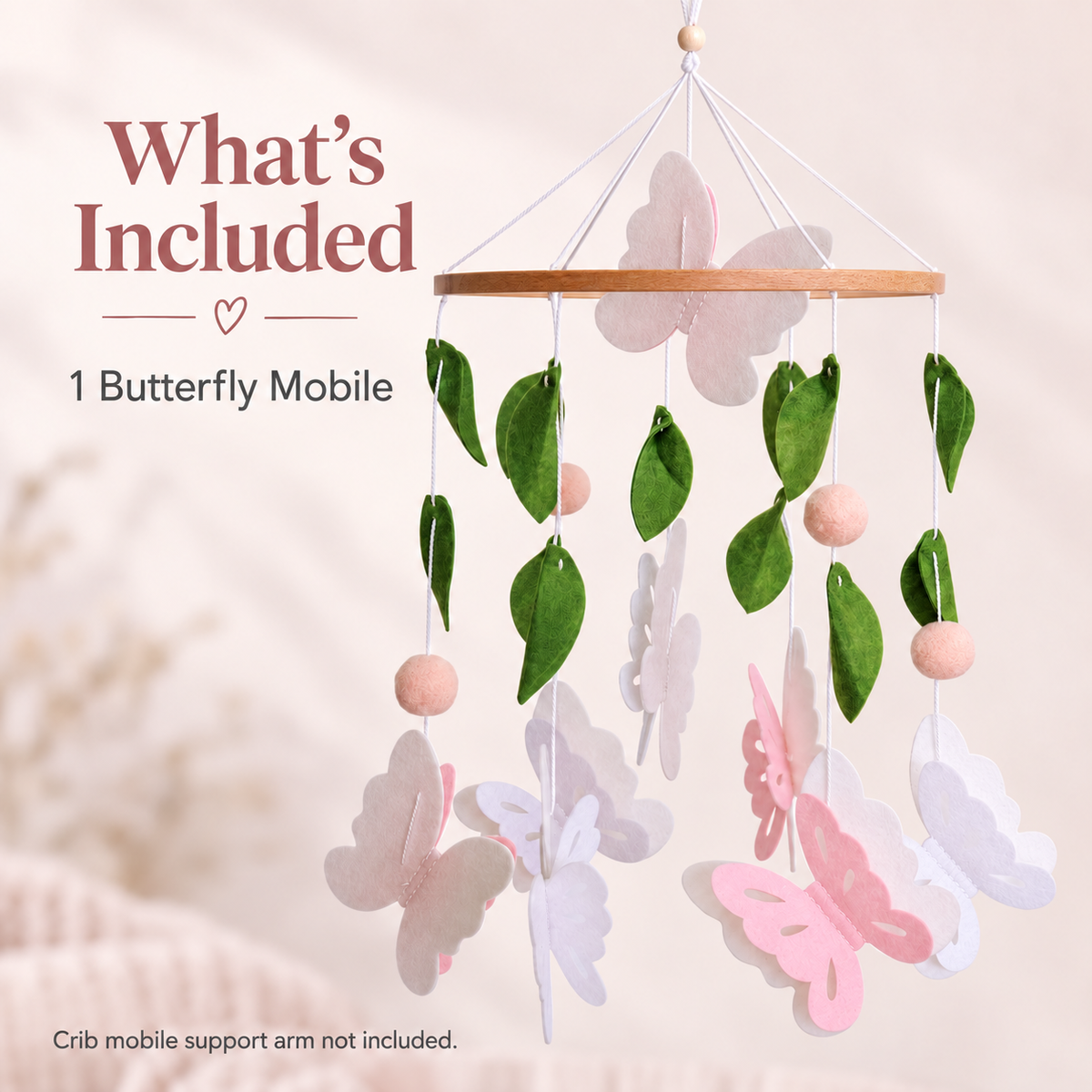 Butterfly baby mobile with one mobile included and support arm not included