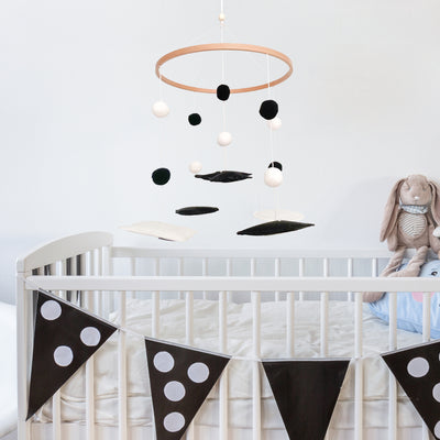 Montessori Mobile, Black and White Baby Crib Mobile, Sun, Moon, Star, Snow, Cloud