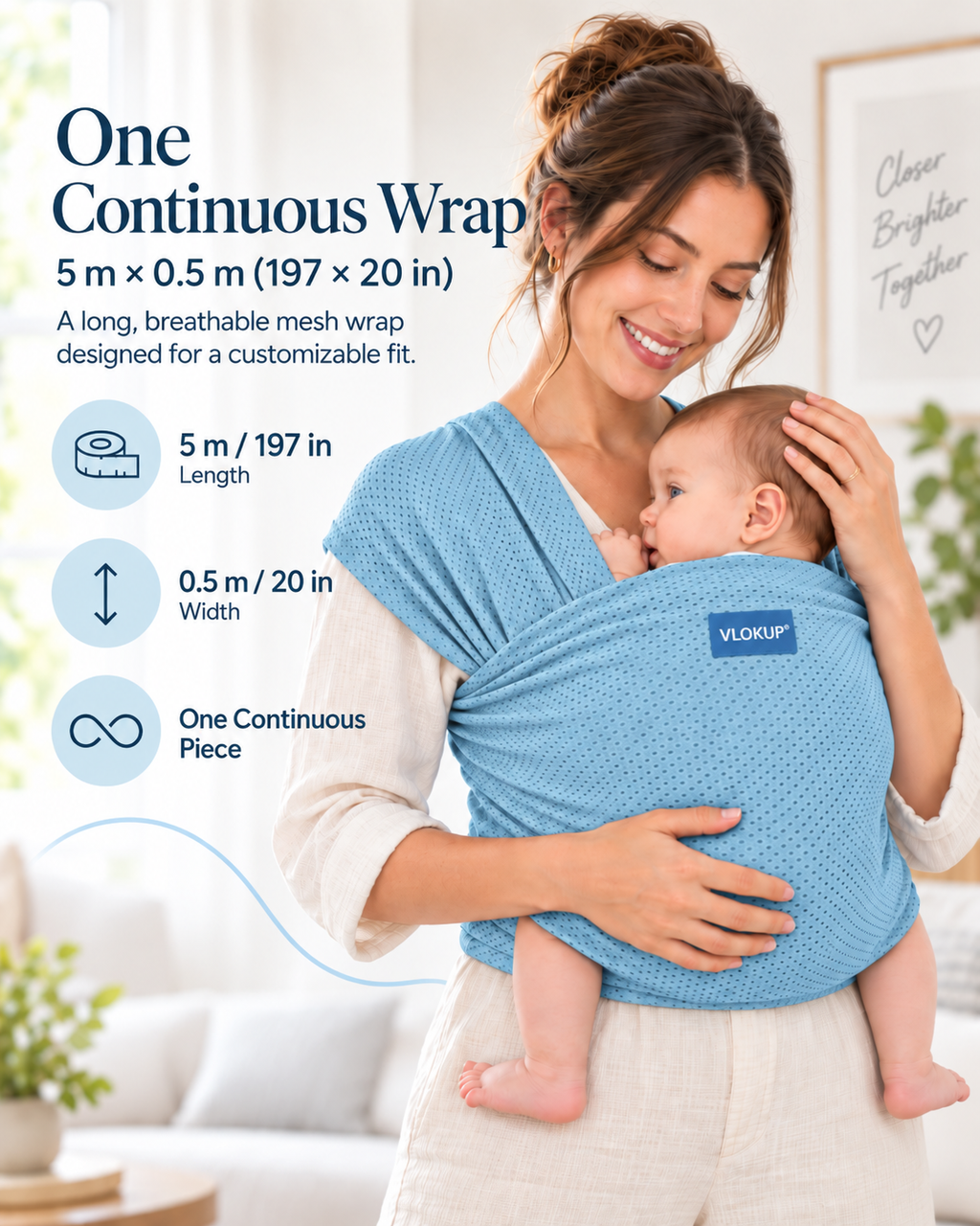 VLOKUP baby wrap size 5 m by 0.5 m continuous mesh wrap