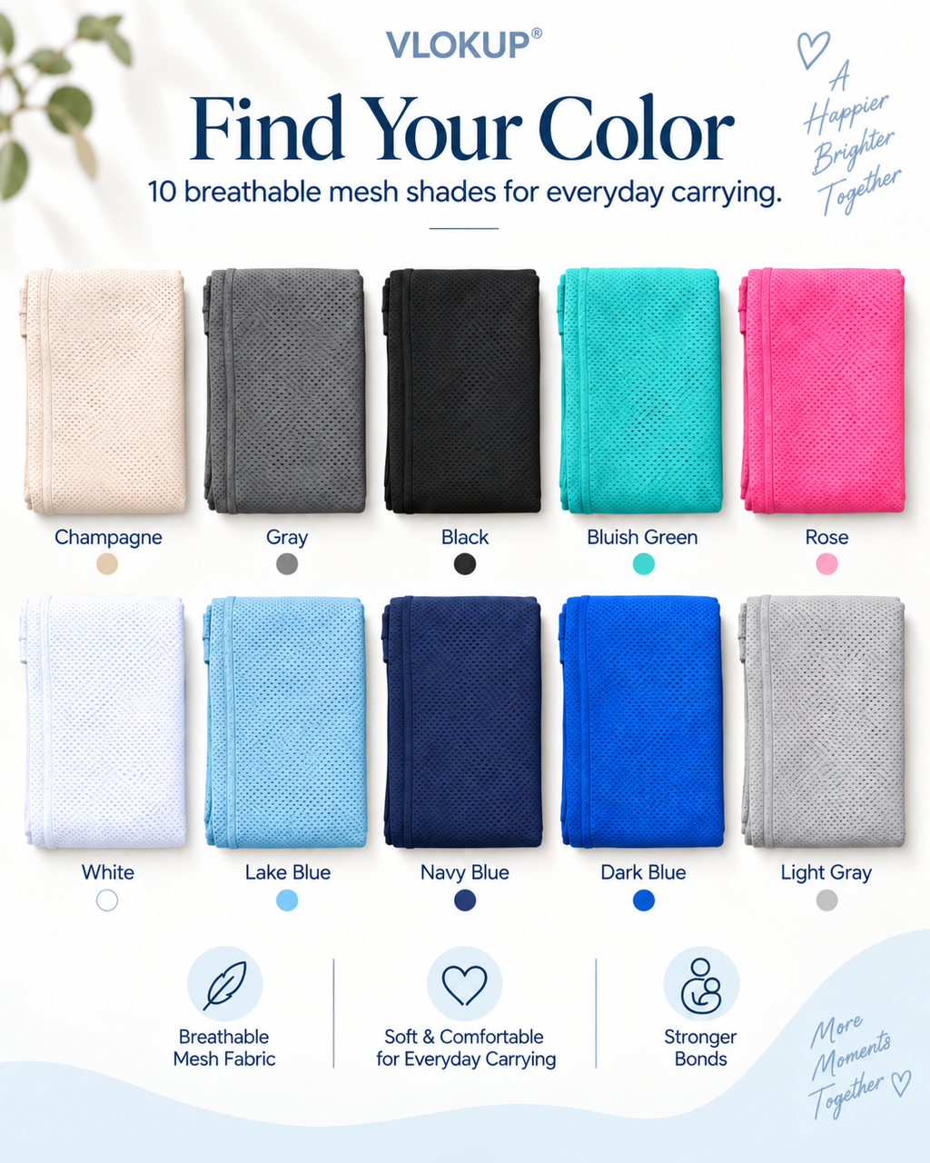 VLOKUP breathable mesh baby wrap available in 10 colors
