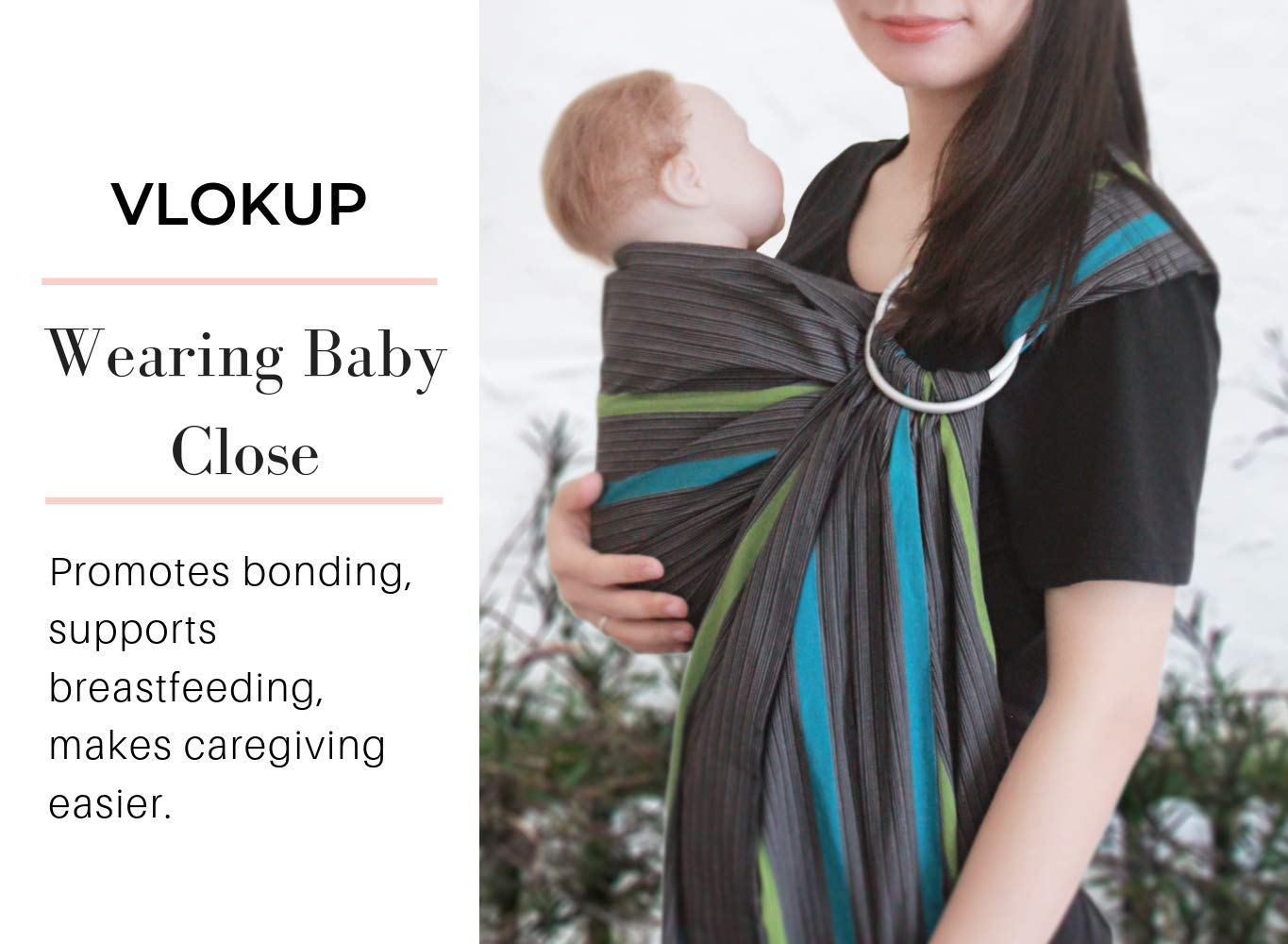 Vlokup Baby Ring Sling for Newborn, Extra Long, Soft Linen