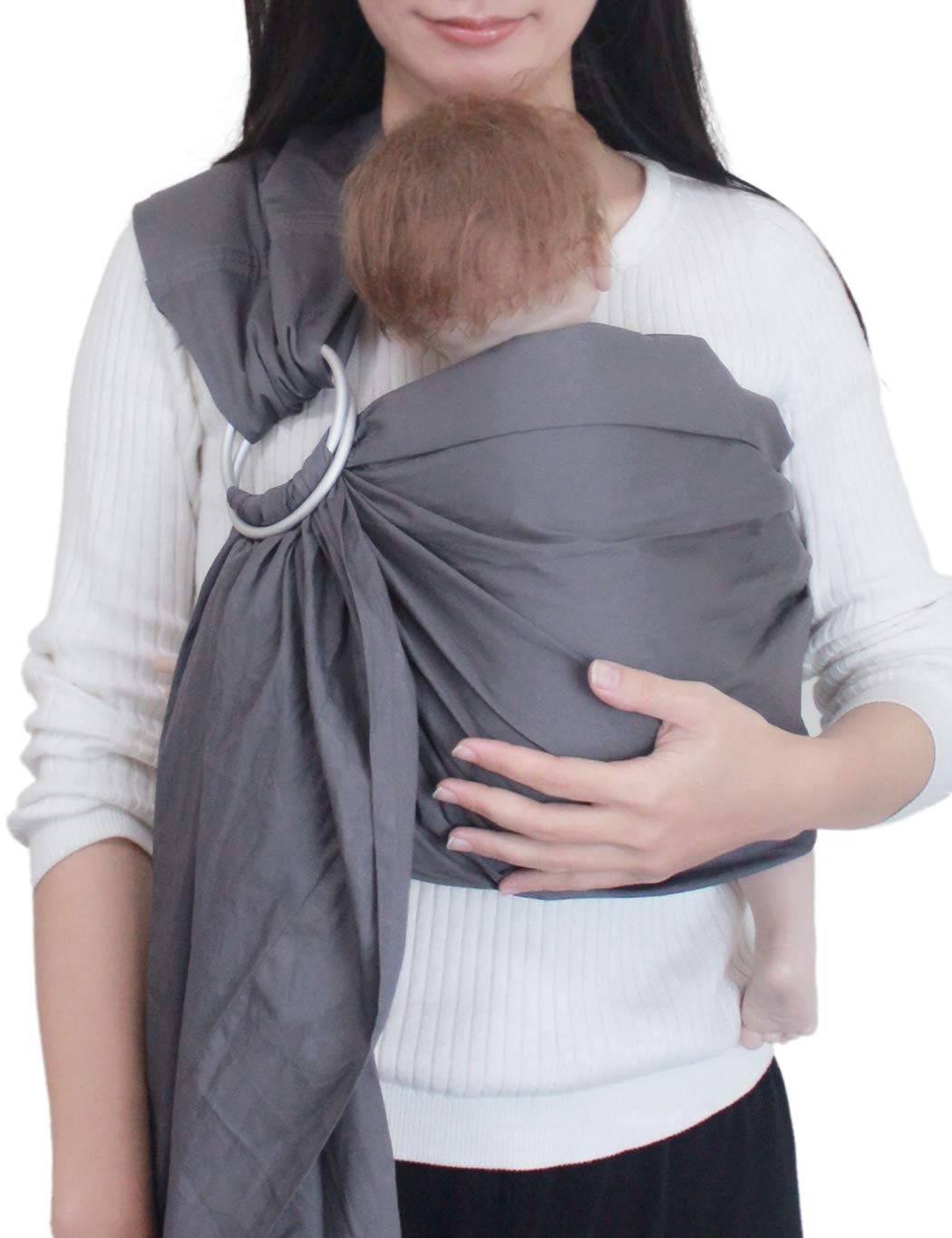 Vlokup Baby Ring Sling for Newborn, Extra Long, Soft Linen & Cotton, Sling  Baby Carrier, Grey