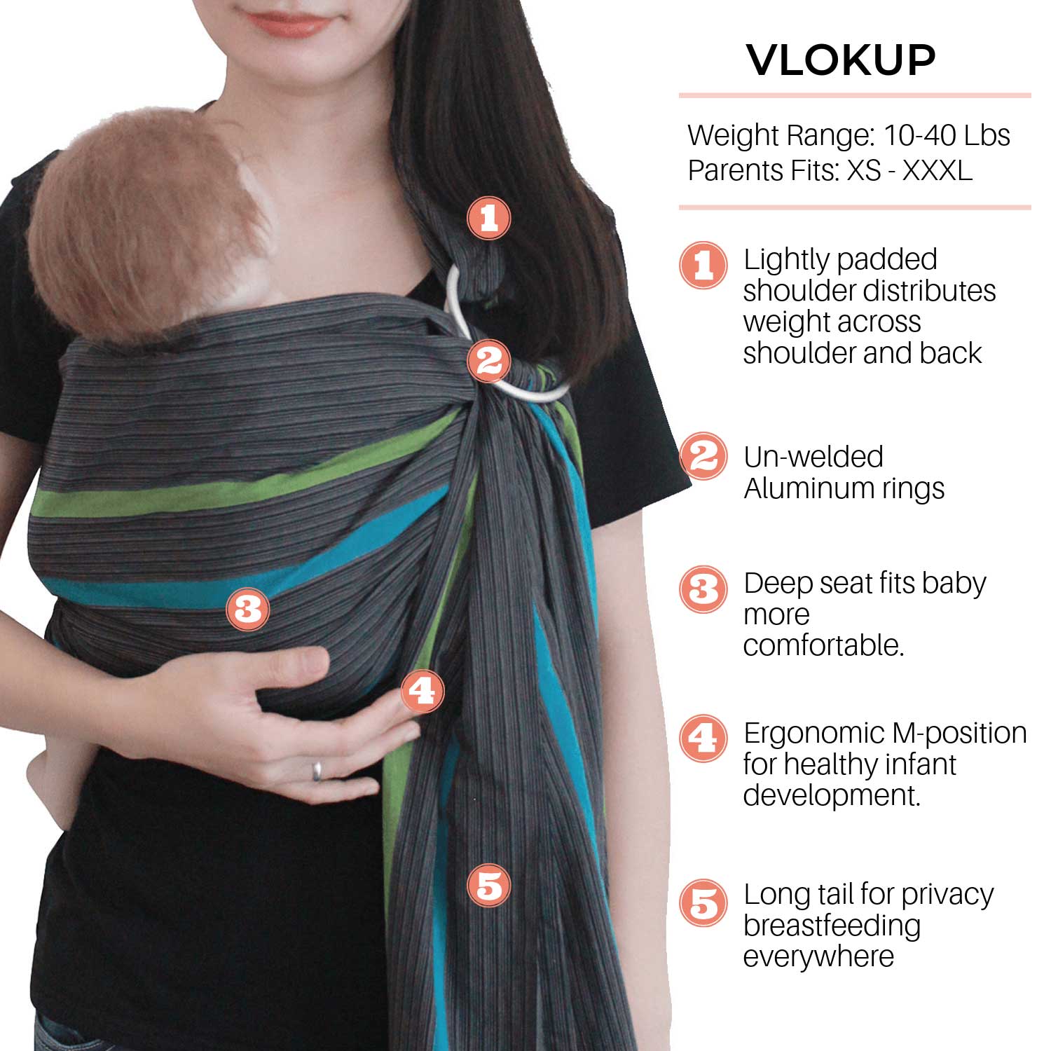 Vlokup Baby Ring Sling Dessert