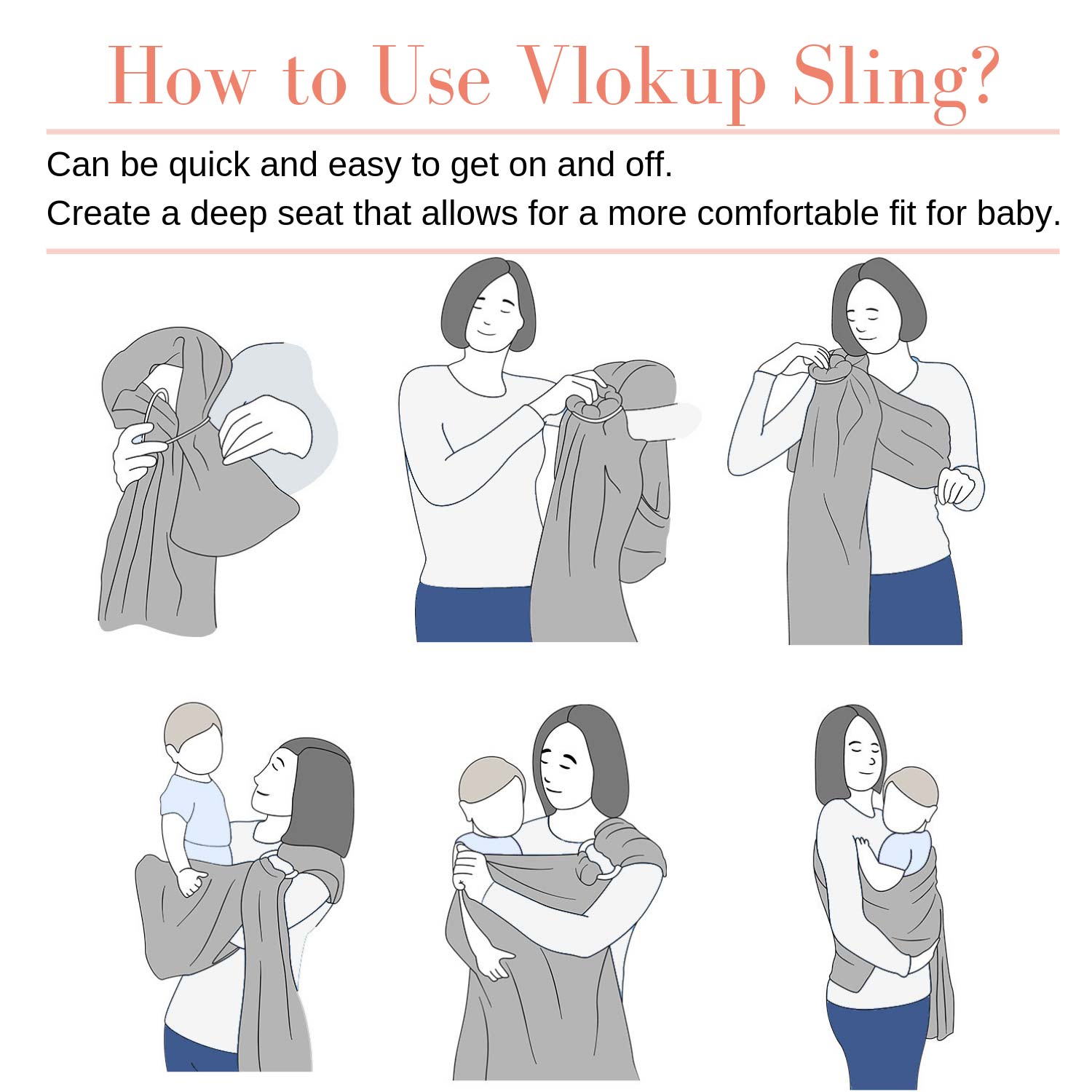 Vlokup Baby Ring Sling Grey
